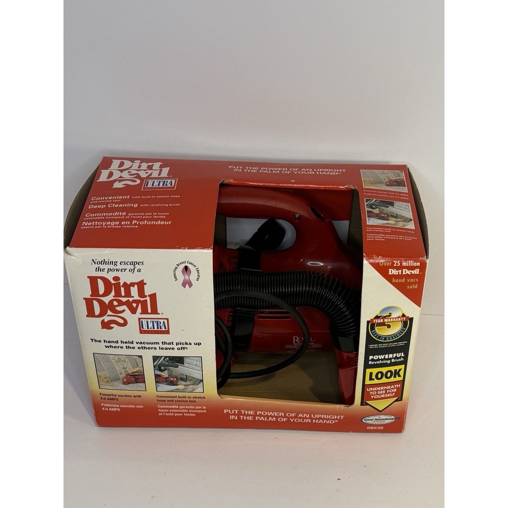 Red Dirt Devil ULTRA Powerful 4 Amp Motor Hand Vacuum Vac W/ Box & Extra Bag